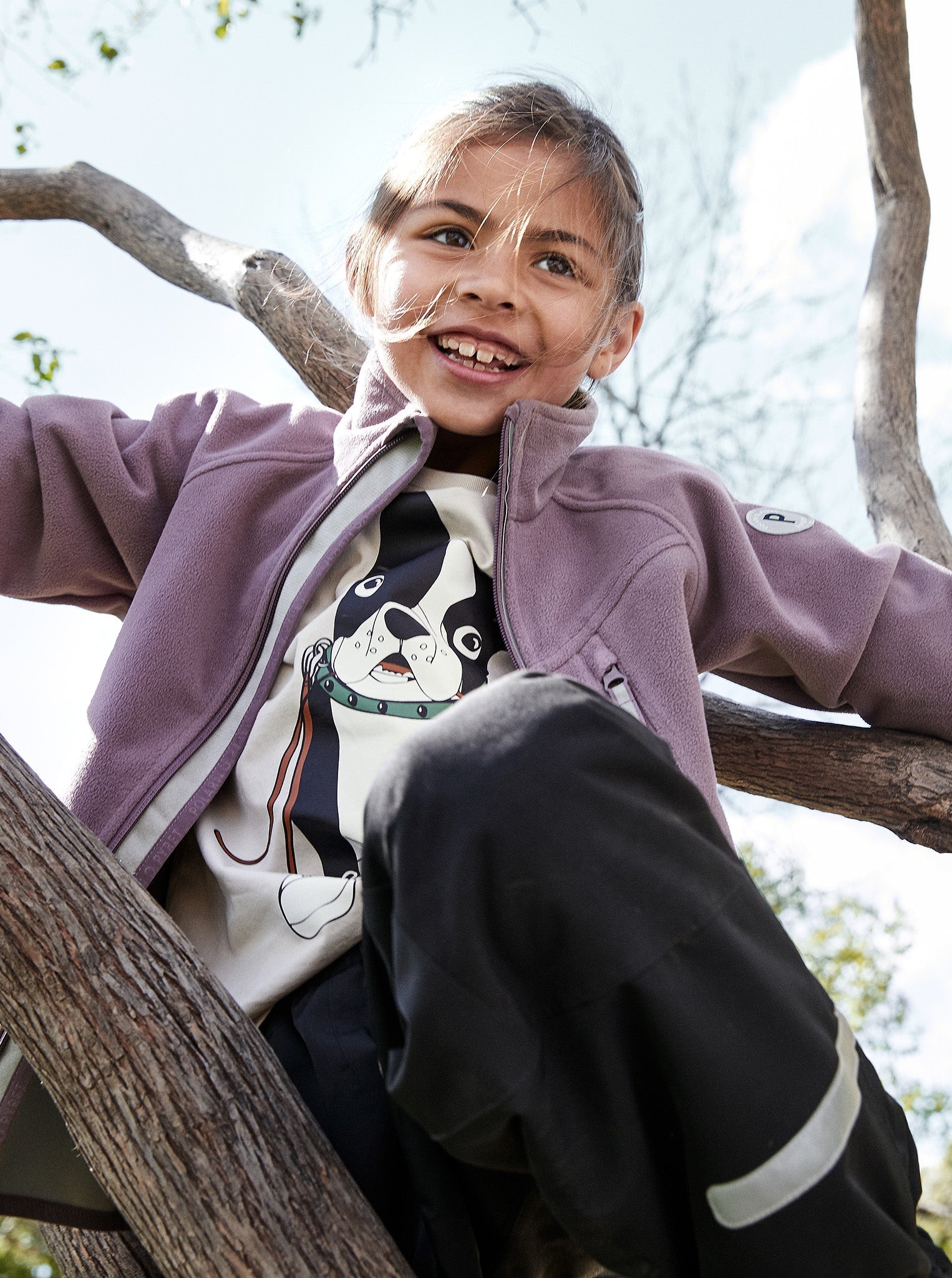 Waterproof Purple Kids Fleece Jacket from the Polarn O. Pyret kidswear collection. Ethically produced kids outerwear.