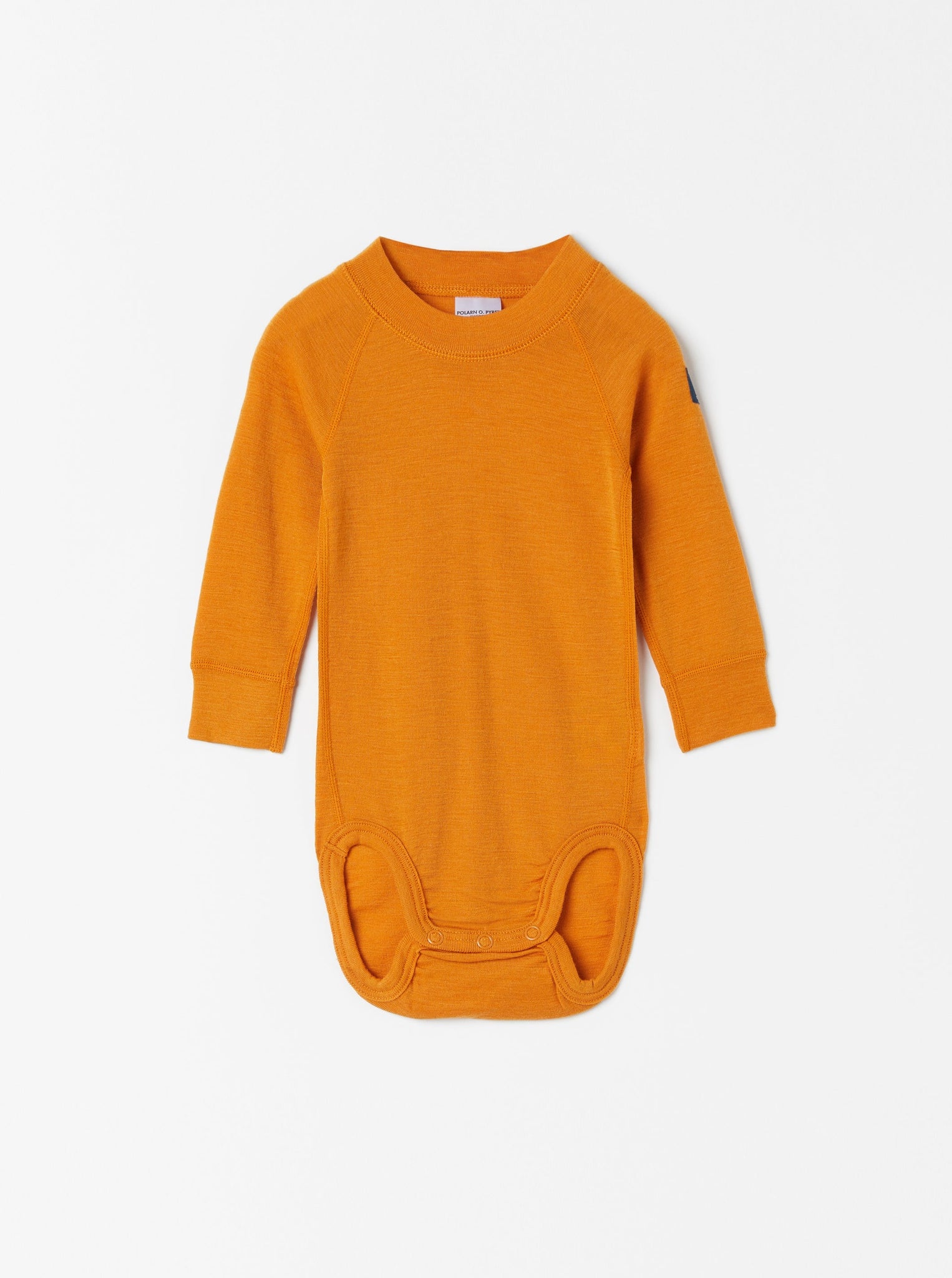 Yellow Thermal Merino Wool Babygrow from the Polarn O. Pyret kidswear collection. The best ethical kids outerwear.