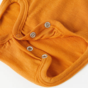 Yellow Thermal Merino Wool Babygrow from the Polarn O. Pyret kidswear collection. The best ethical kids outerwear.