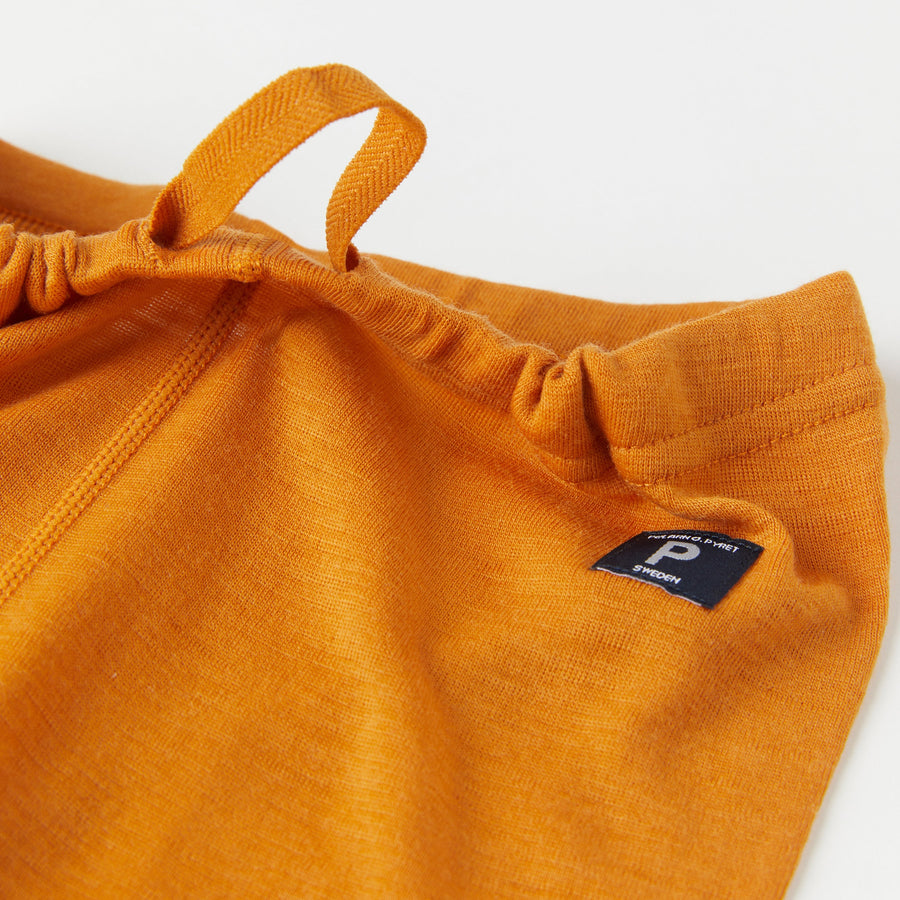 Merino Yellow Thermal Kids Long Johns from the Polarn O. Pyret kidswear collection. Made using ethically sourced materials.