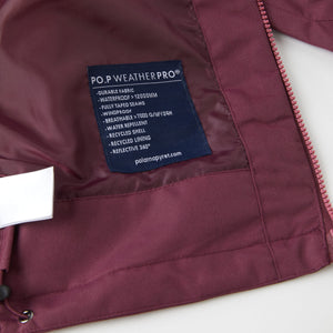 Burgundy Waterproof Kids Jacket from the Polarn O. Pyret kidswear collection. Sustainably produced kids outerwear.