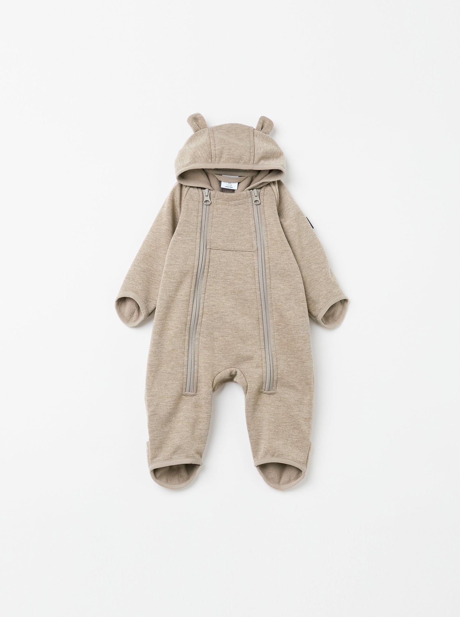 Beige Teddy Bear Baby Pramsuit from the Polarn O. Pyret kidswear collection. Quality kids clothing made to last.