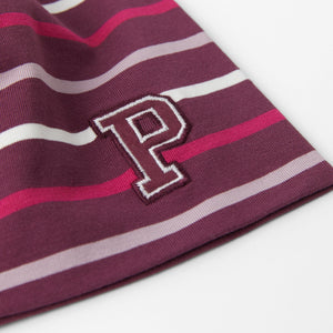Striped Burgundy Kids Beanie Hat from the Polarn O. Pyret kidswear collection. The best ethical kids outerwear.