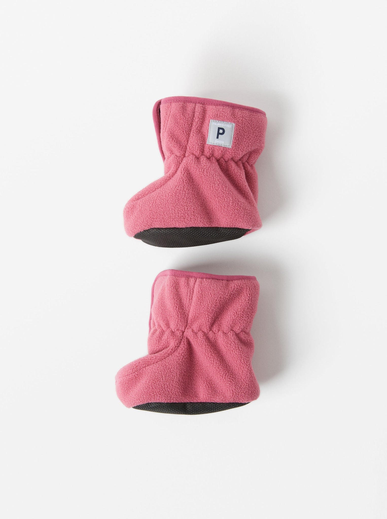 Pink Fleece Baby Booties from the Polarn O. Pyret kidswear collection. Ethically produced kids outerwear.