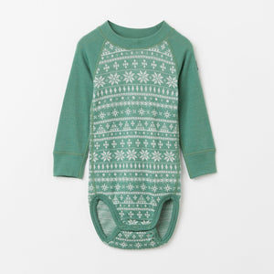 Green Thermal Merino Babygrow from the Polarn O. Pyret kidswear collection. Made using ethically sourced materials.