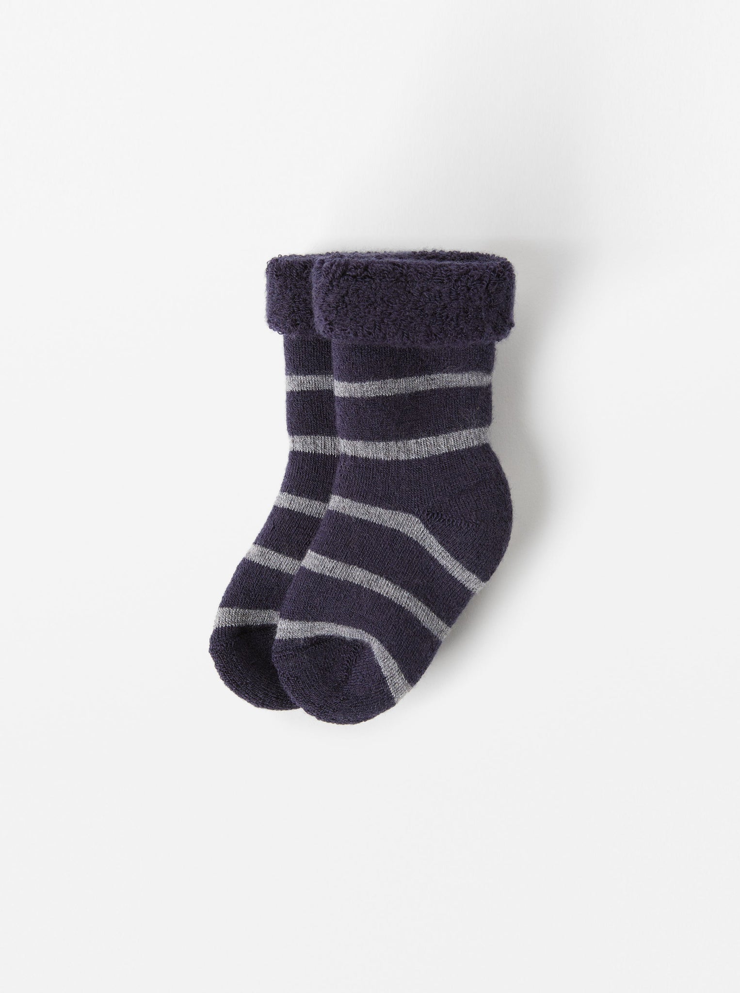 Terry Wool Navy Baby Socks from the Polarn O. Pyret kidswear collection. Ethically produced outerwear.