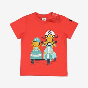 Organic Cotton Red Kids T-Shirt from Polarn O. Pyret Kidswear. Made from 100% GOTS Organic Cotton.