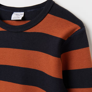 Organic Cotton Striped Orange Kids Top from the Polarn O. Pyret Kidswear collection. Clothes made using sustainably sourced materials.