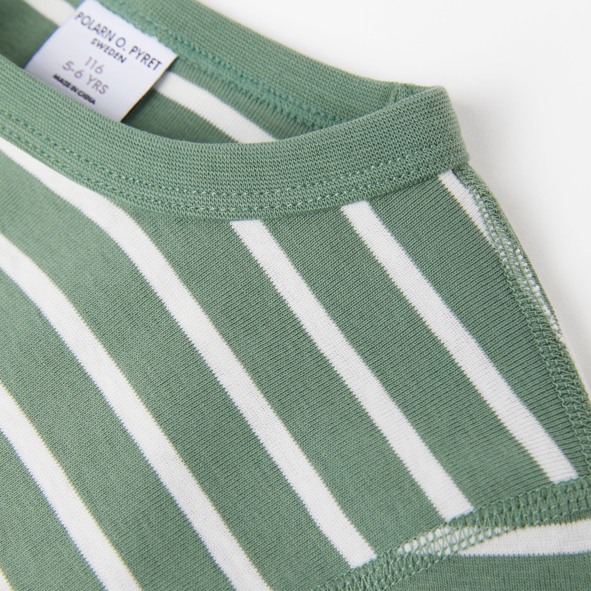 Organic Cotton Striped Green Kids Top from the Polarn O. Pyret Kidswear collection. Nordic kids clothes made from sustainable sources.