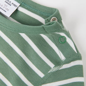 Organic Cotton Striped Green Kids Top from the Polarn O. Pyret Kidswear collection. Nordic kids clothes made from sustainable sources.