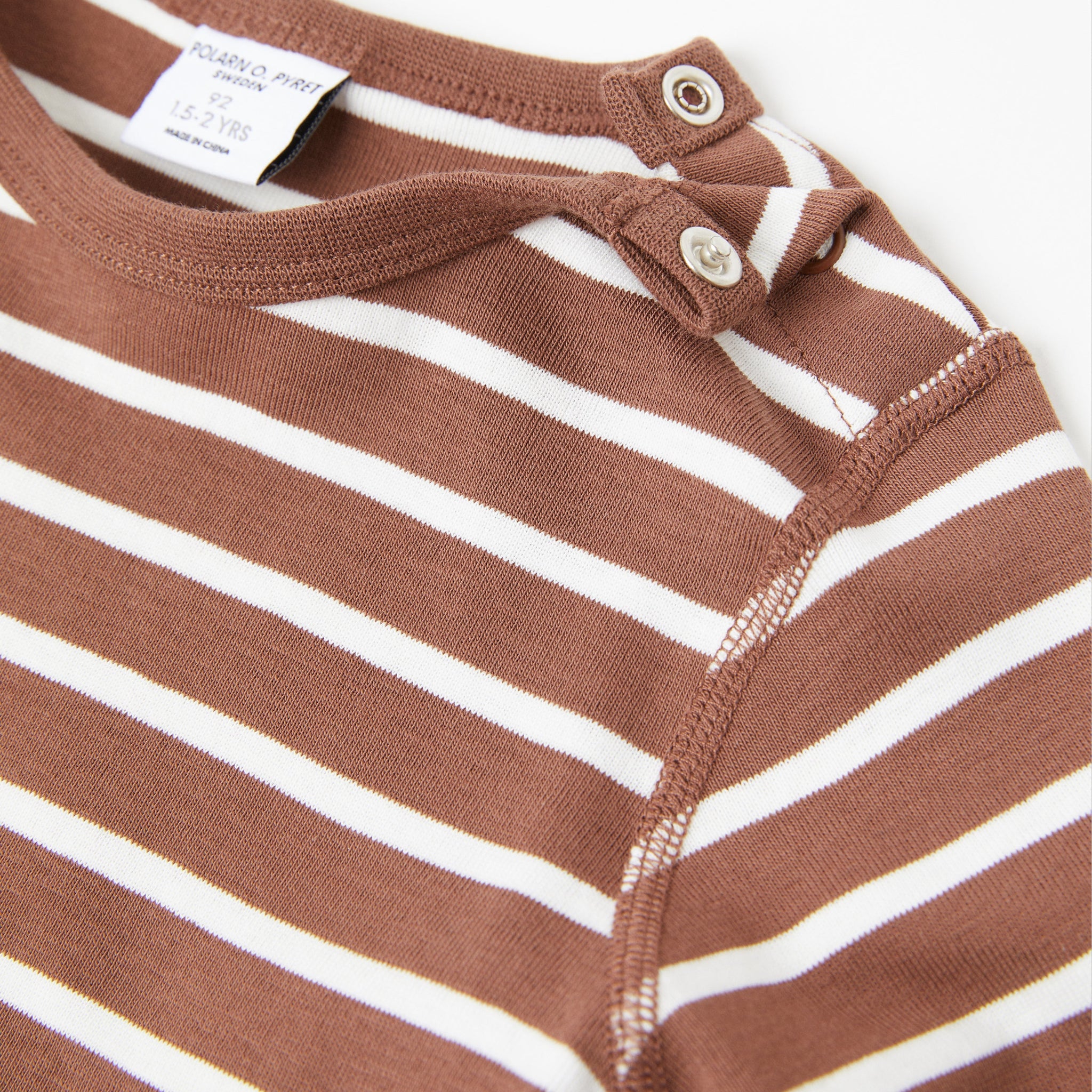 Organic Cotton Striped Brown Kids Top from the Polarn O. Pyret Kidswear collection. Clothes made using sustainably sourced materials.