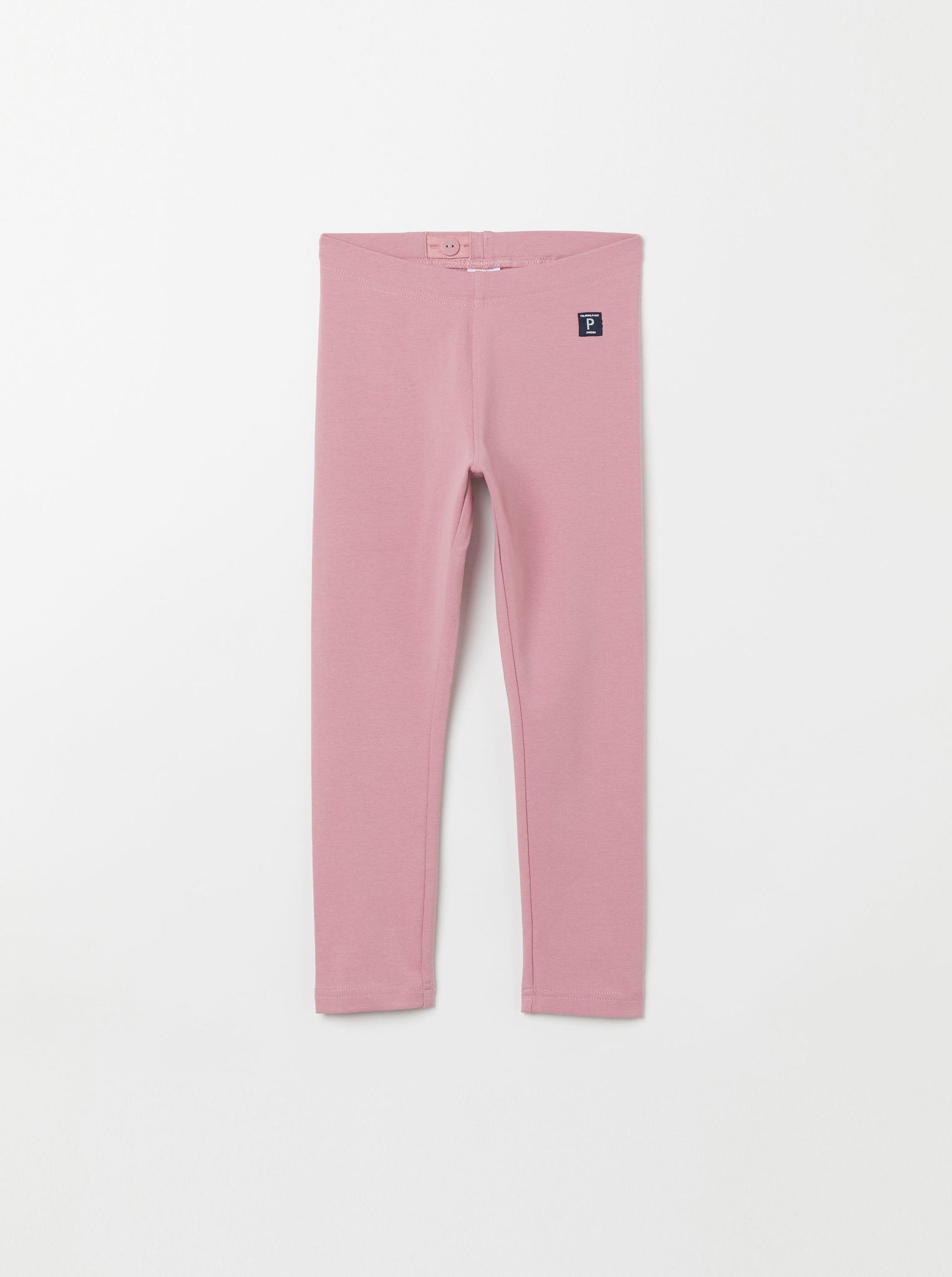 Organic Cotton Pink Kids Leggings from the Polarn O. Pyret Kidswear collection. Nordic kids clothes made from sustainable sources.