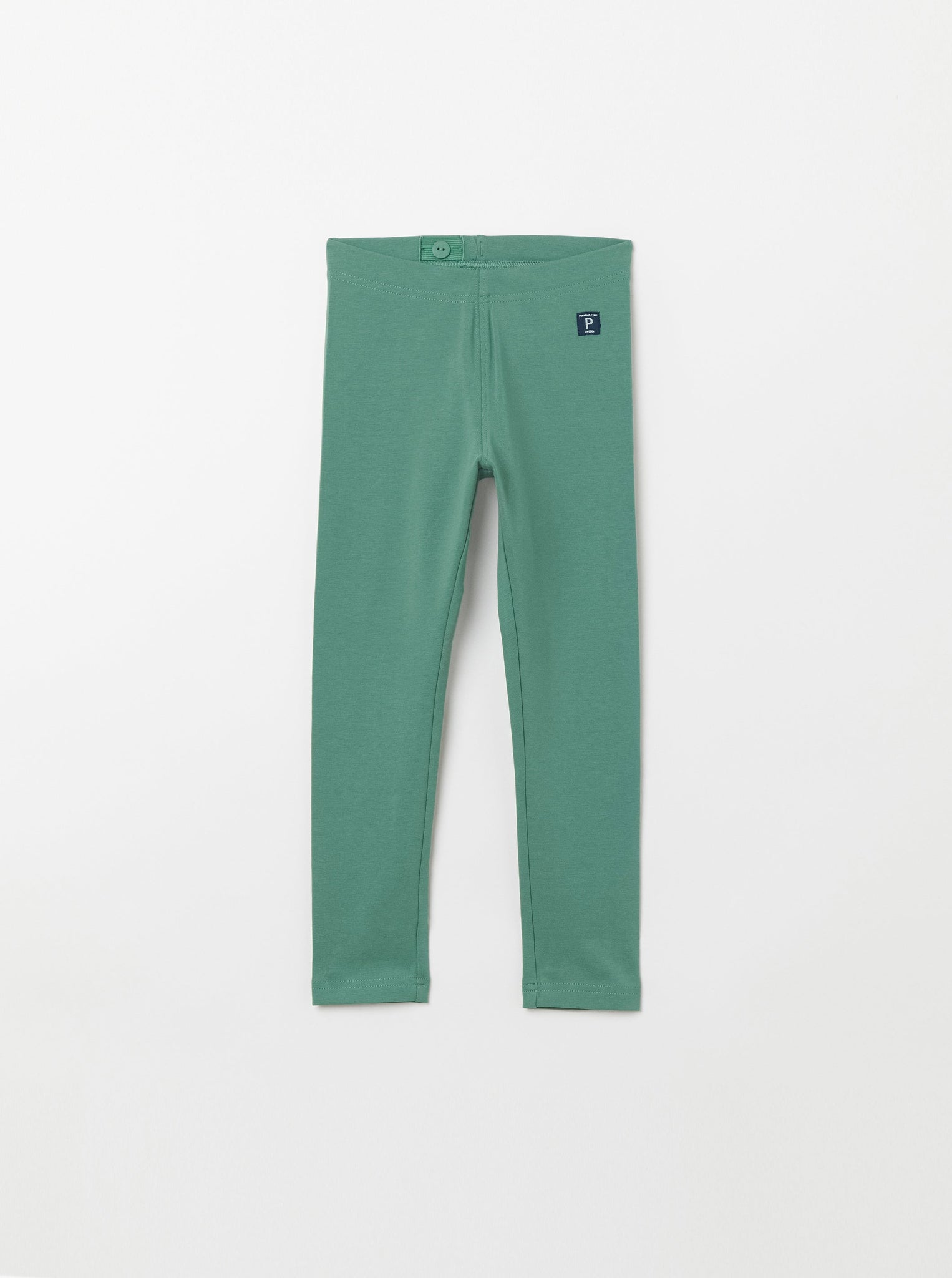 Organic Cotton Green Kids Leggings from the Polarn O. Pyret Kidswear collection. Ethically produced kids clothing.