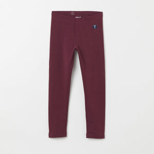 Organic Cotton Burgundy Kids Leggings from the Polarn O. Pyret Kidswear collection. Clothes made using sustainably sourced materials.