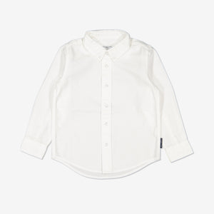 Organic Cotton White Kids Shirt from the Polarn O. Pyret kidswear collection. Nordic kids clothes made from sustainable sources.