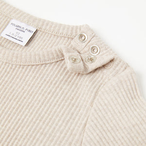 Beige Ribbed Kids Top from the Polarn O. Pyret Kidswear collection. Nordic kids clothes made from sustainable sources.