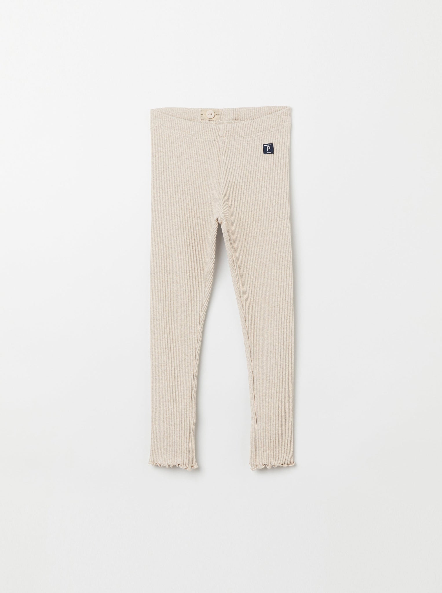 Beige Ribbed Kids Leggings from the Polarn O. Pyret Kidswear collection. Ethically produced kids clothing.