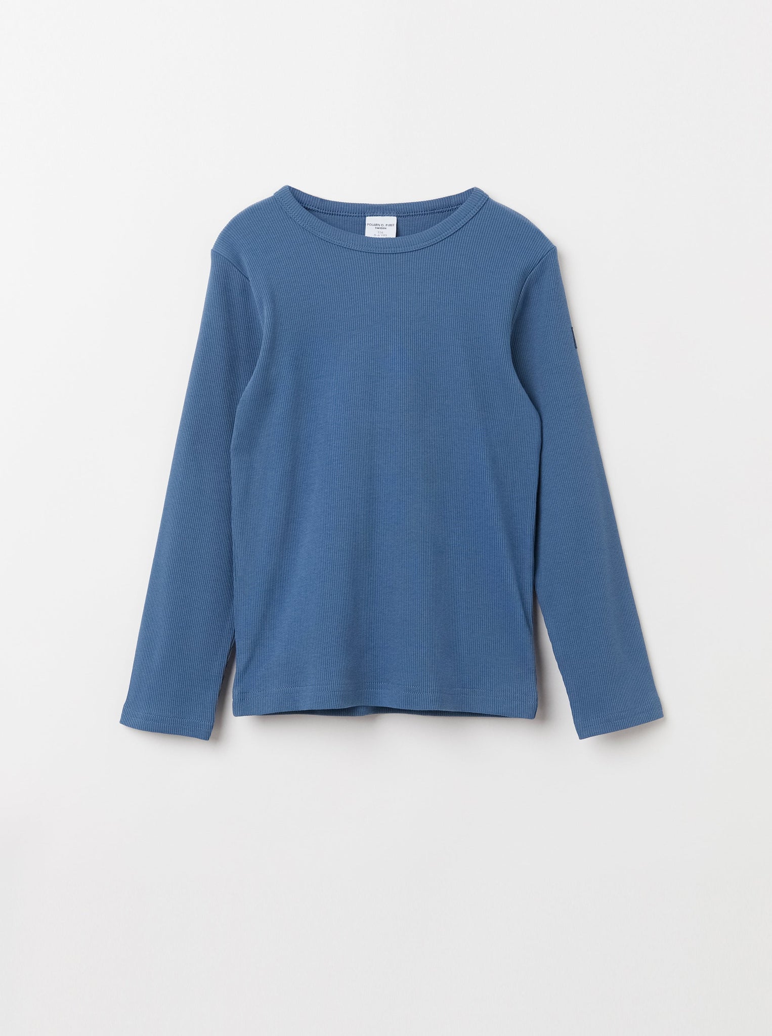 Blue Ribbed Kids Top from the Polarn O. Pyret Kidswear collection. Ethically produced kids clothing.