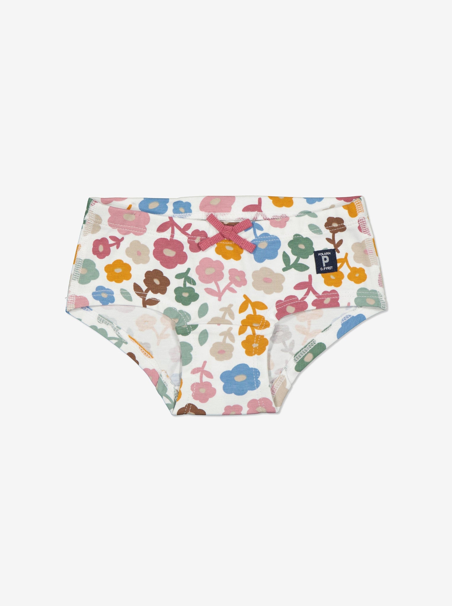 Organic Cotton Floral White Briefs from the Polarn O. Pyret Kidswear collection. Ethically produced kids clothing.