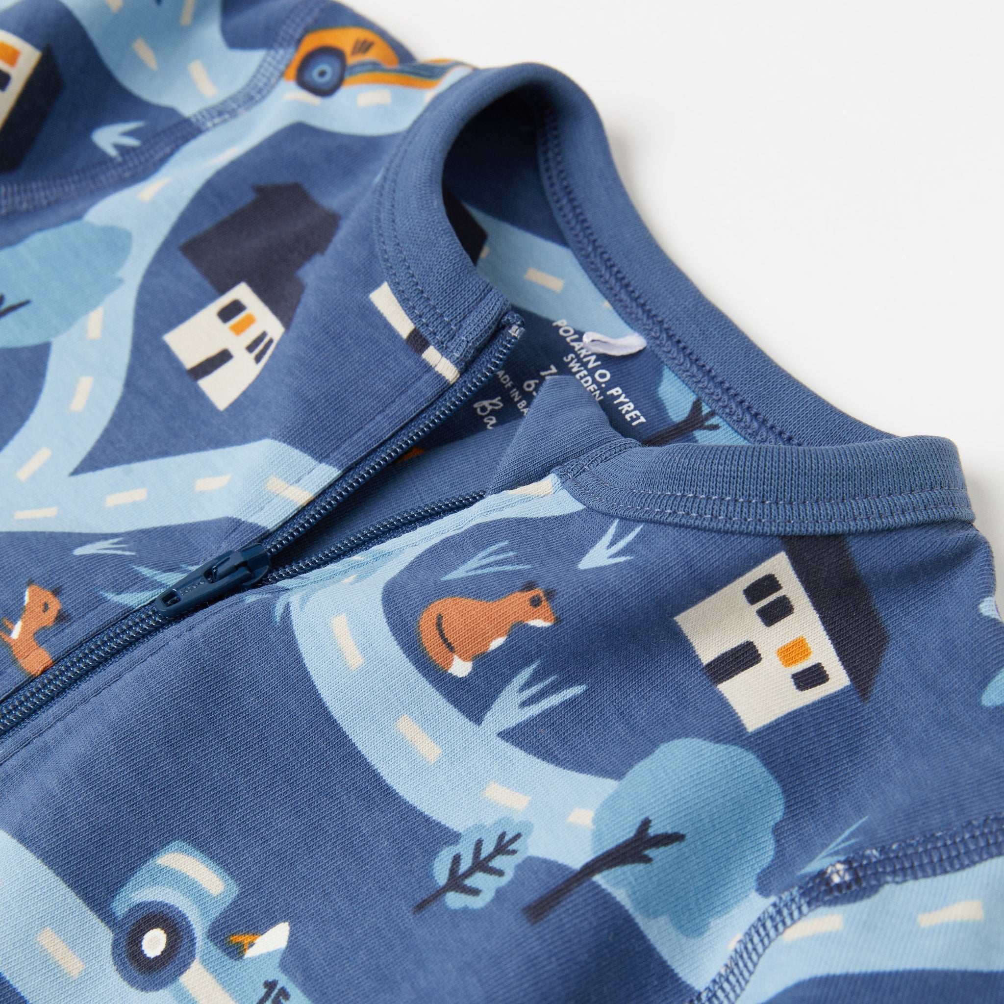 Car Print Blue Baby All-In-One from the Polarn O. Pyret Kidswear collection. The best ethical kids clothes