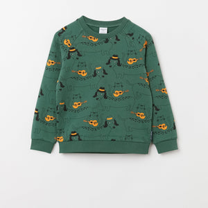 Organic Cotton Tiger Print Sweatshirt from the Polarn O. Pyret Kidswear collection. Ethically produced kids clothing.