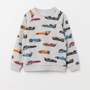 Gray Racing Car Kids Sweatshirt from the Polarn O. Pyret Kidswear collection. Nordic kids clothes made from sustainable sources.