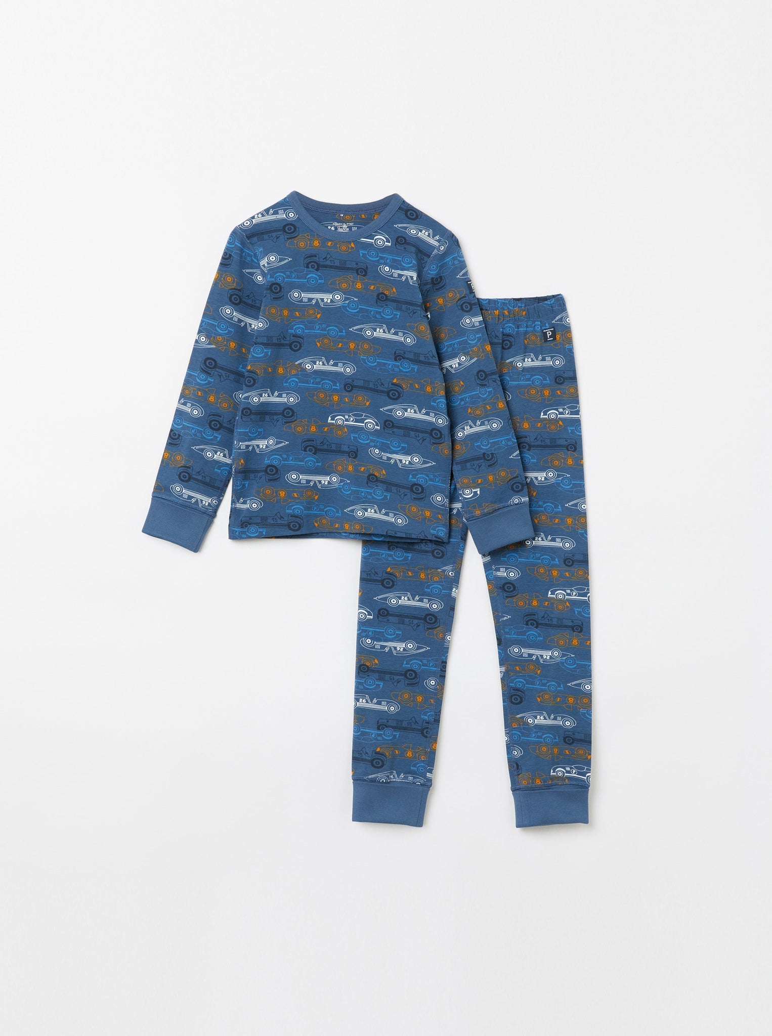 Racing Car Blue Kids Pyjamas from the Polarn O. Pyret Kidswear collection. The best ethical kids clothes