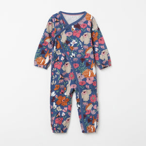 Nordic Blue Floral Baby Sleepsuit from the Polarn O. Pyret Kidswear collection. Clothes made using sustainably sourced materials.