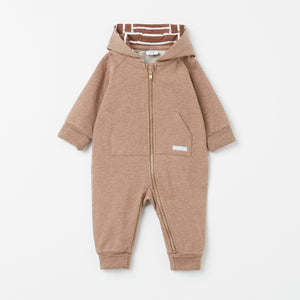 Organic Cotton Brown Baby All-In-One from the Polarn O. Pyret Kidswear collection. Clothes made using sustainably sourced materials.