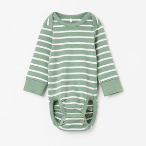 Organic Cotton Green Baby Babygrow from the Polarn O. Pyret Kidswear collection. The best ethical kids clothes