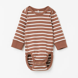 Organic Cotton Brown Baby Bodysuit from the Polarn O. Pyret Kidswear collection. The best ethical kids clothes