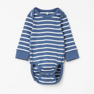 Organic Cotton Blue Baby Bodysuit from the Polarn O. Pyret Kidswear collection. Clothes made using sustainably sourced materials.
