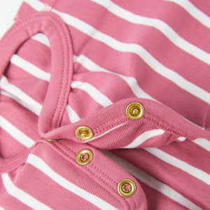 Organic Cotton Pink Baby Bodysuit from the Polarn O. Pyret Kidswear collection. Clothes made using sustainably sourced materials.