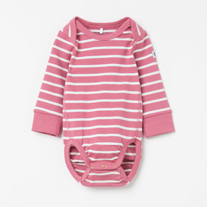 Organic Cotton Pink Baby Bodysuit from the Polarn O. Pyret Kidswear collection. Clothes made using sustainably sourced materials.