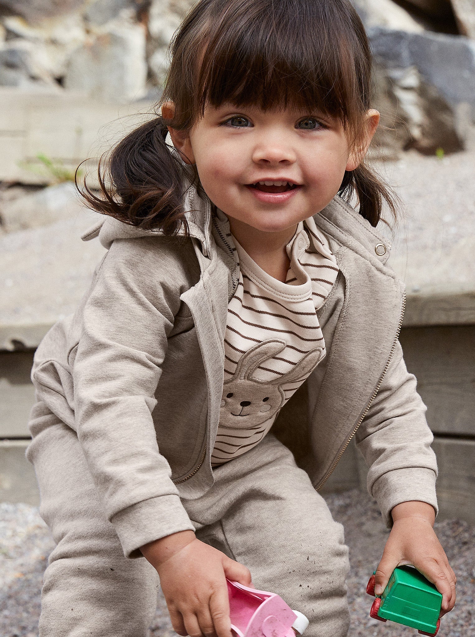 Beige Bunny Newborn Baby Top from the Polarn O. Pyret Kidswear collection. Ethically produced kids clothing.