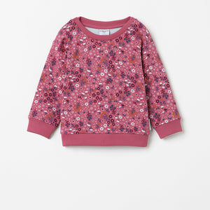 Pink Floral Baby Sweatshirt from the Polarn O. Pyret Kidswear collection. Clothes made using sustainably sourced materials.