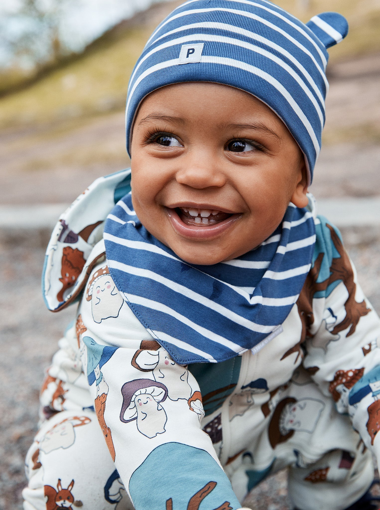 Organic Cotton Blue Baby Beanie Hat from the Polarn O. Pyret Kidswear collection. The best ethical kids clothes