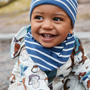 Organic Cotton Blue Baby Bib from the Polarn O. Pyret Kidswear collection. Ethically produced kids clothing.