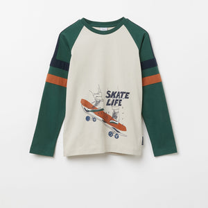 Organic Cotton Skateboard Kids Top from the Polarn O. Pyret Kidswear collection. Clothes made using sustainably sourced materials.