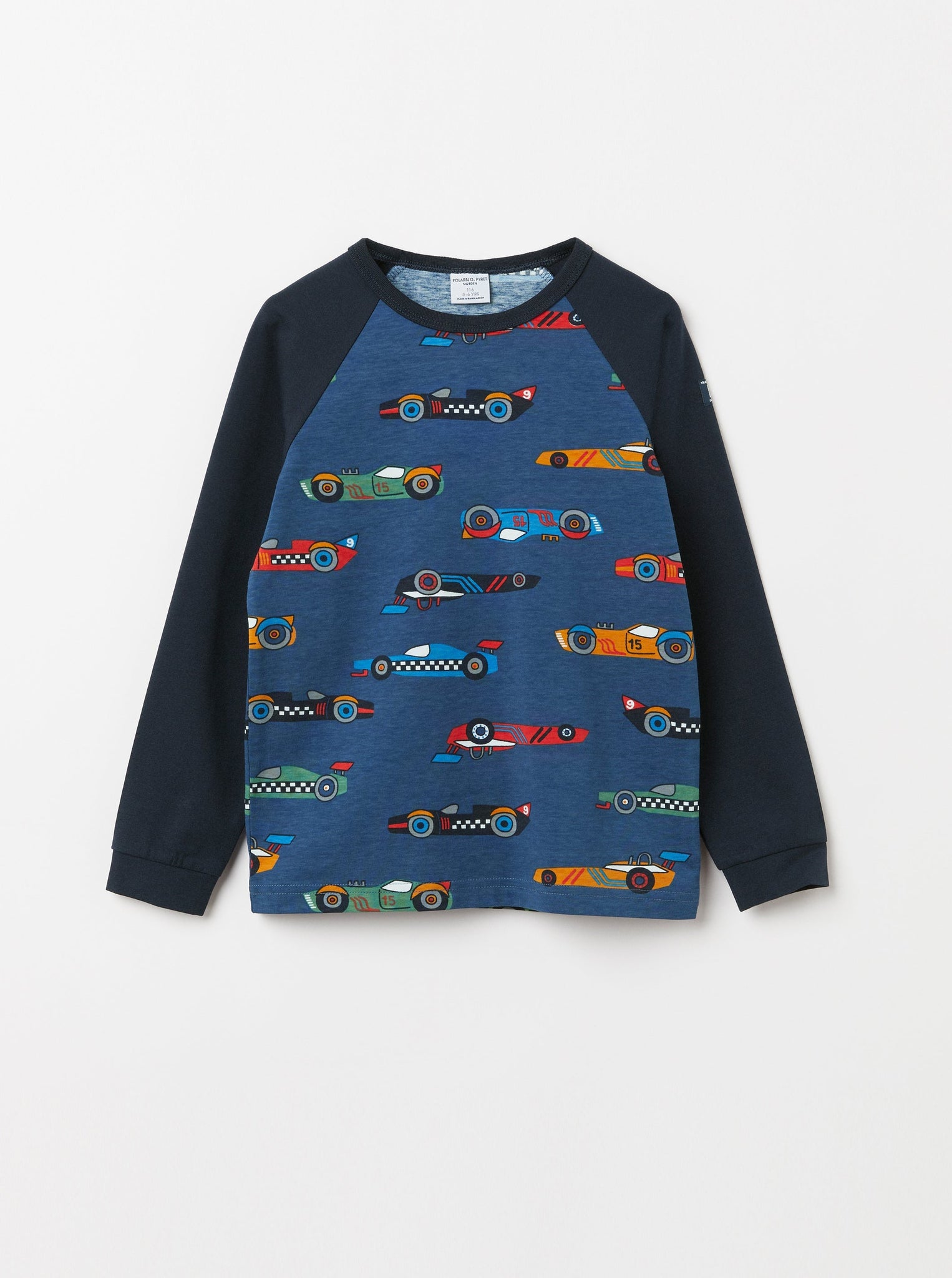 Organic Cotton Car Print Kids Top from the Polarn O. Pyret Kidswear collection. Clothes made using sustainably sourced materials.
