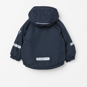 Padded Navy Baby Coat from the Polarn O. Pyret kidswear collection. Made using ethically sourced materials.