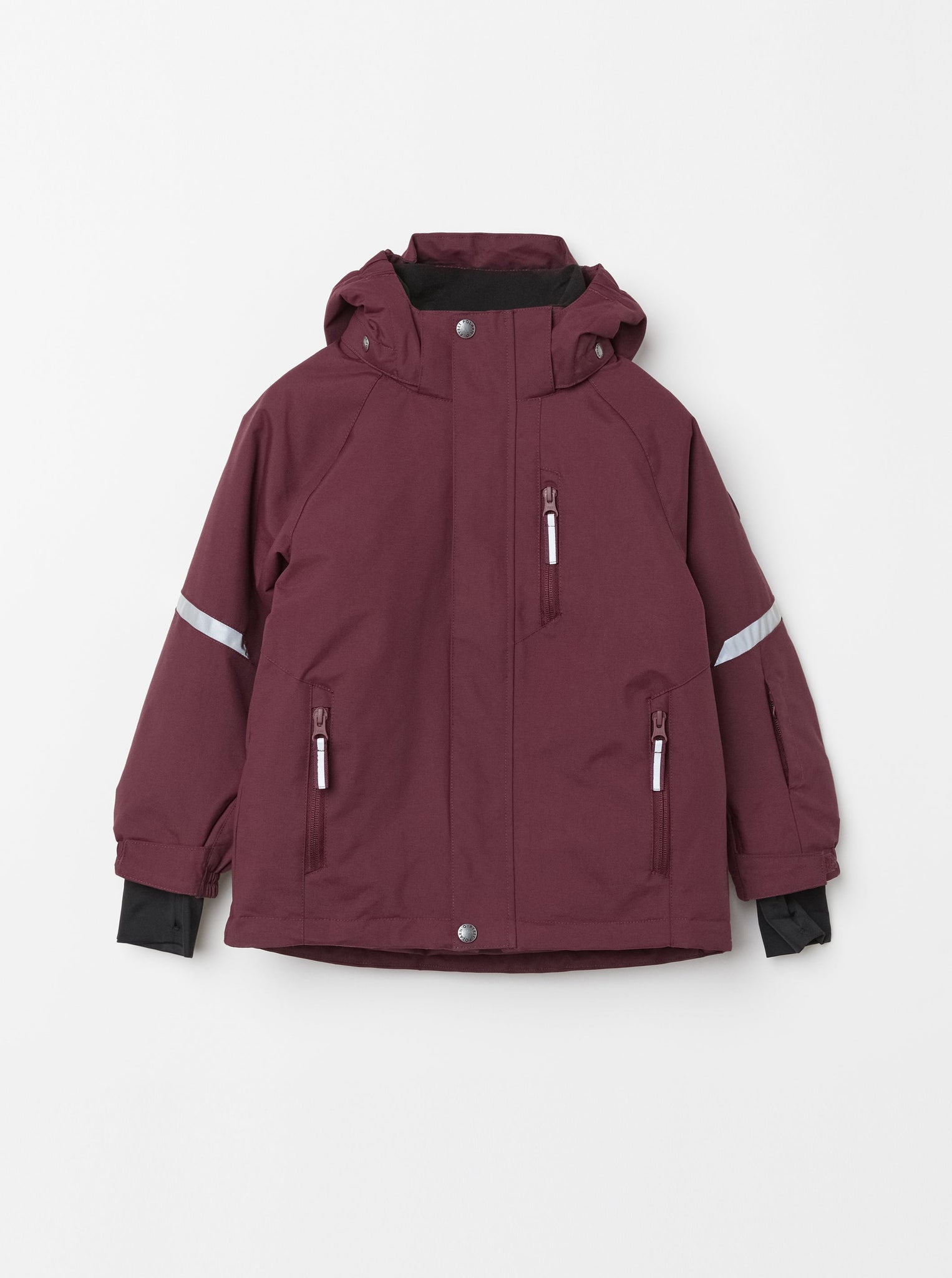 Padded Burgundy Kids Waterproof Coat from the Polarn O. Pyret kidswear collection. Sustainably produced kids outerwear.