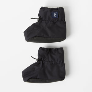 Black Padded Baby Booties from the Polarn O. Pyret kidswear collection. The best ethical kids outerwear.