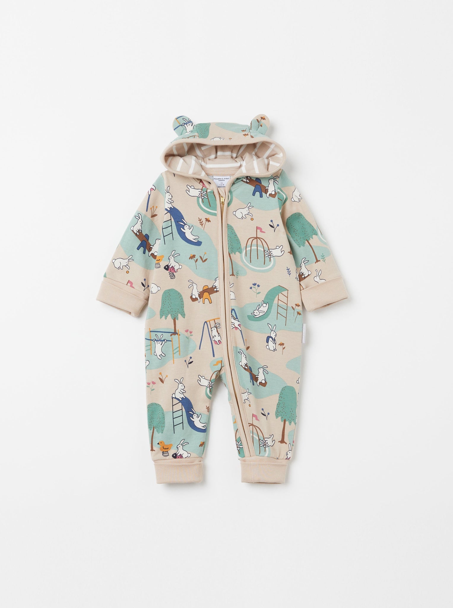 Organic Cotton Beige Baby Onesie from the Polarn O. Pyret Kidswear collection. Nordic kids clothes made from sustainable sources.