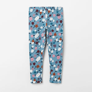 Floral Blue Kids Leggings from the Polarn O. Pyret kidswear collection. Ethically produced kids clothing.
