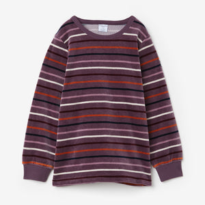 Striped Purple Velour Kids Top from the Polarn O. Pyret kidswear collection. Nordic kids clothes made from sustainable sources.