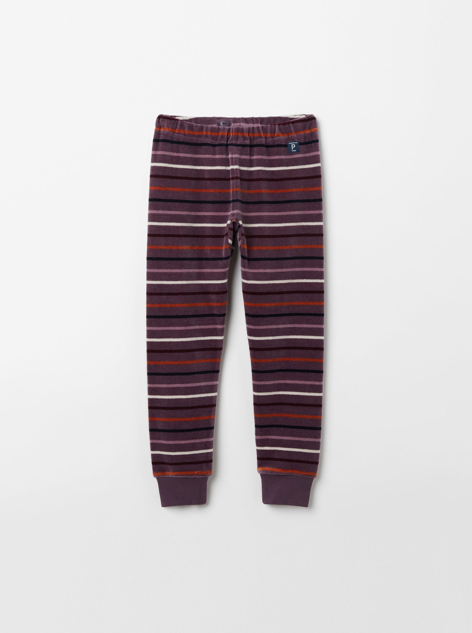 Striped Purple Velour Kids Leggings from the Polarn O. Pyret kidswear collection. Ethically produced kids clothing.