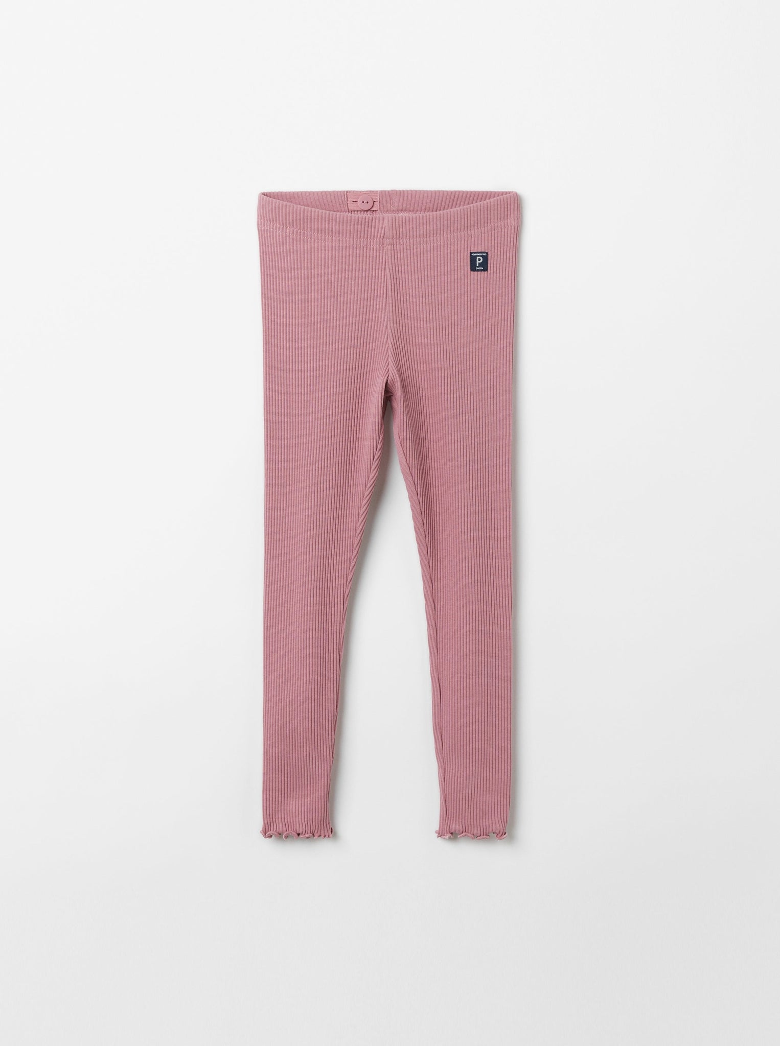 Organic Cotton Pink Kids Leggings from the Polarn O. Pyret kidswear collection. Clothes made using sustainably sourced materials.