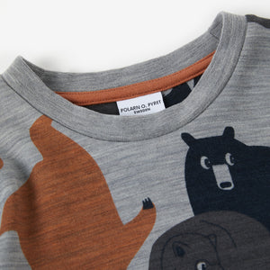 Bear Print Merino Kids Top from the Polarn O. Pyret kidswear collection. Ethically produced kids clothing.