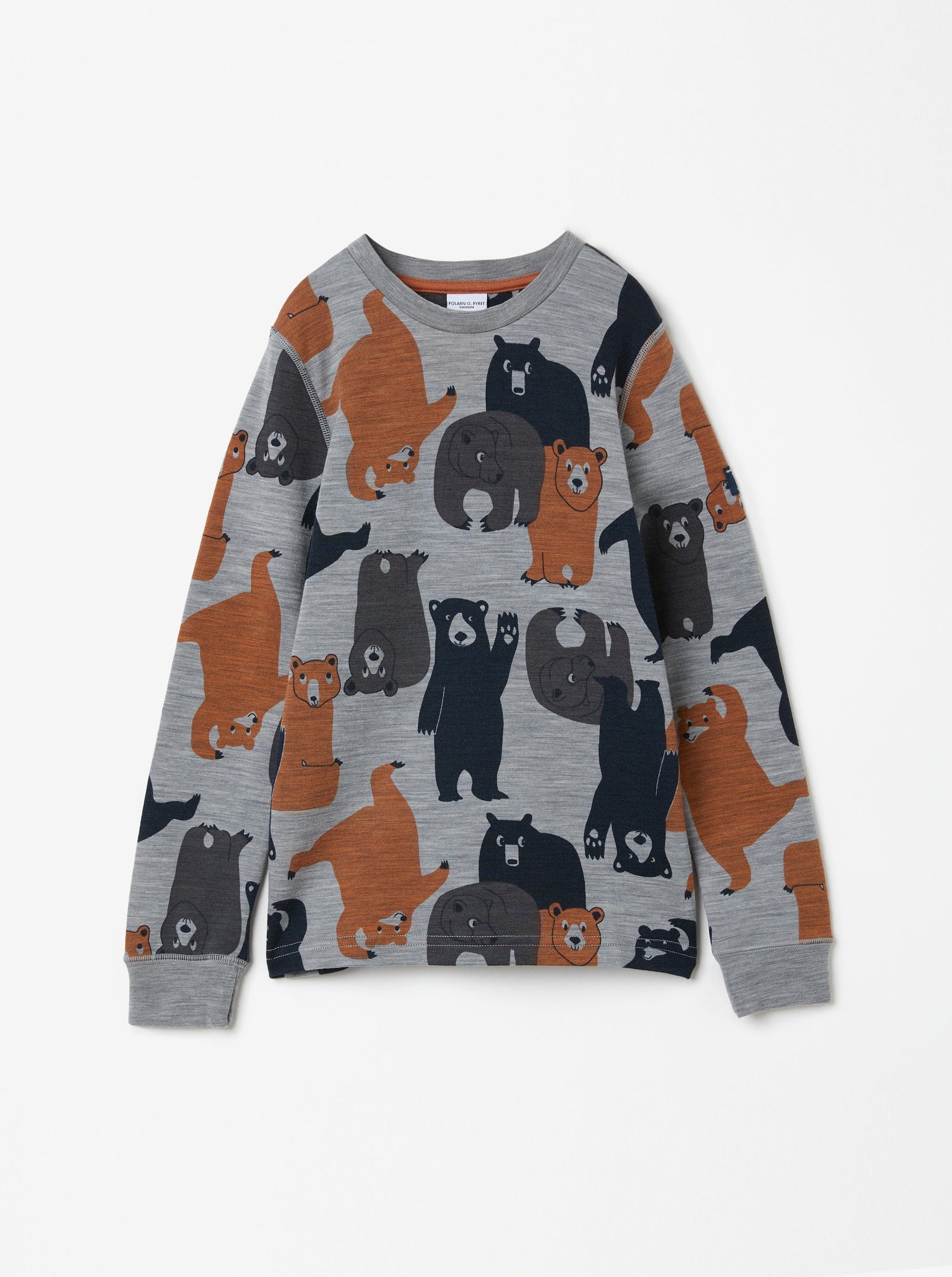 Bear Print Merino Kids Top from the Polarn O. Pyret kidswear collection. Ethically produced kids clothing.